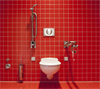WC mit roten Fliesen